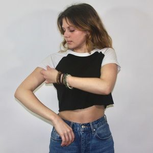 Baseball Sleeve Crop Top